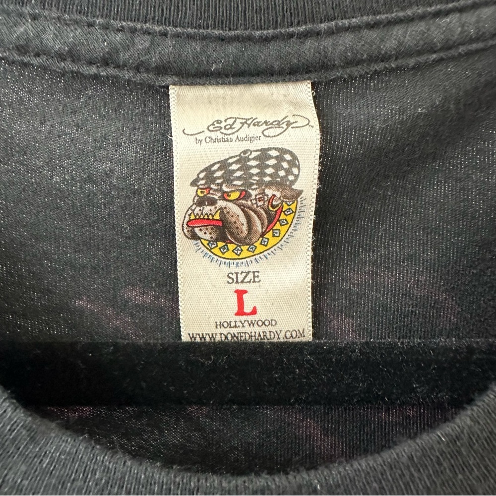 Vintage Ed Hardy by Christian Audigier Skull & Heart Graphic T-Shirt, Size Large - Picture 3 of 6